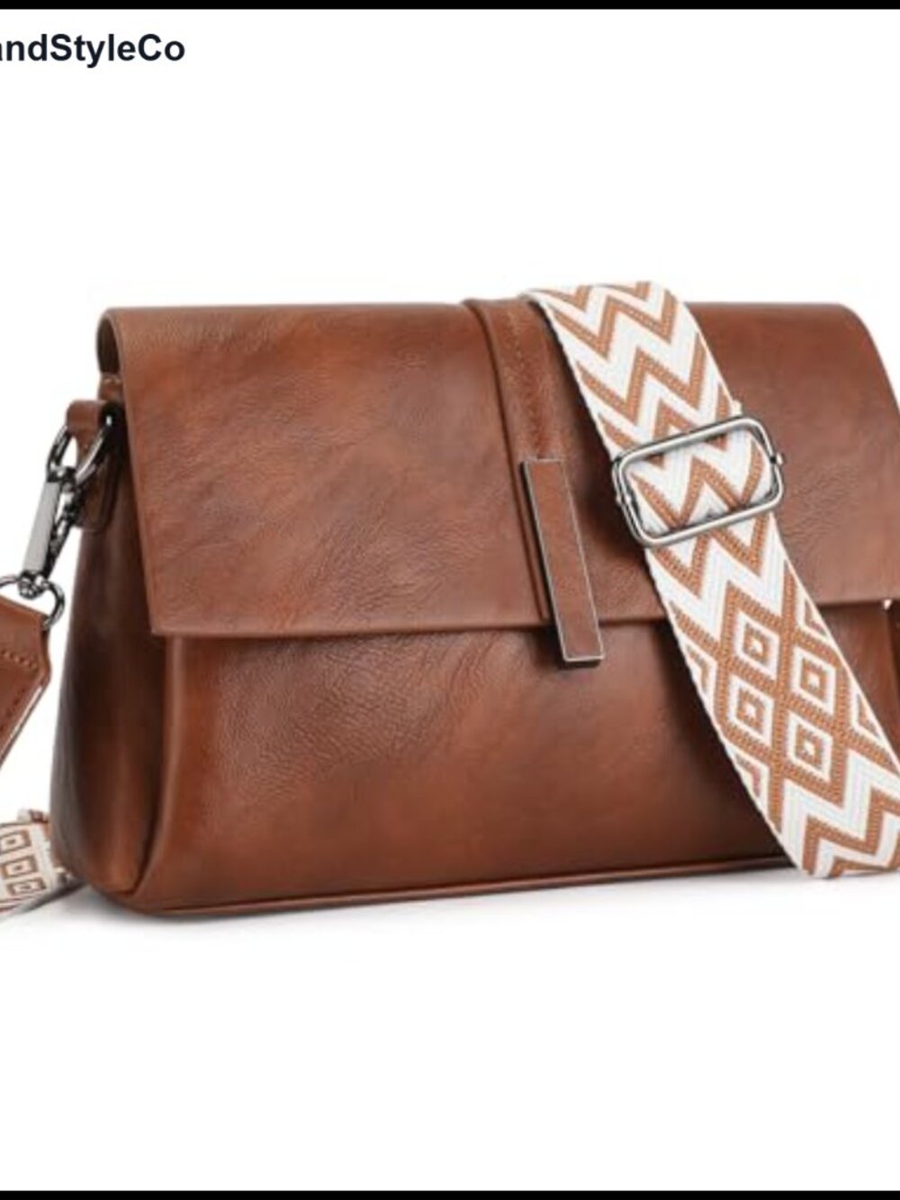 Soft Vegan Leather Crossbody Bag with 2 Straps